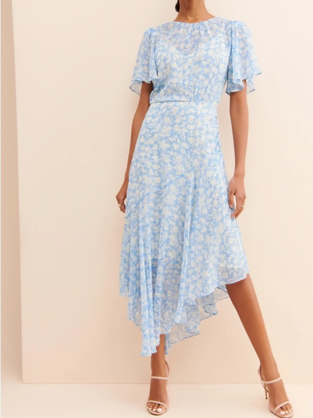 astr the label flutter sleeve midi dress Kathaleya Puff Sleeve Midi Dress